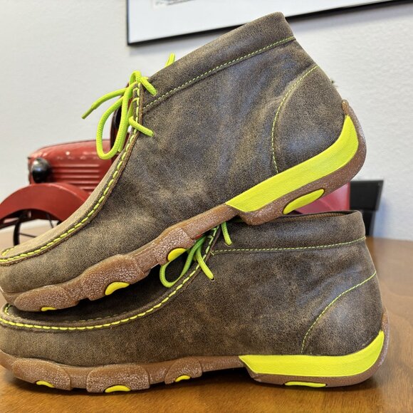 Twisted X Men’s Driving Moc Shoes – Brown/Neon Yellow – Size 10.5M - Picture 4 of 6